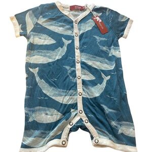 NWT Milkbarn Whale Print Baby Romper